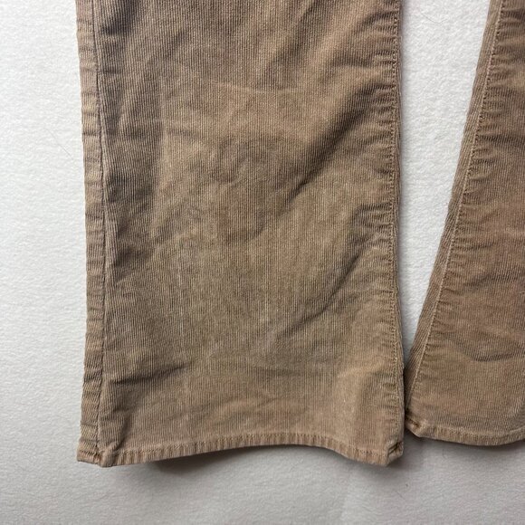 American Eagle Corduroy Pants Women 14 Tan‎ Super High Rise Flare Button Fly - Picture 3 of 4